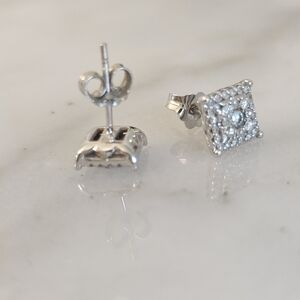 Cluster diamond studs in 14k white gold